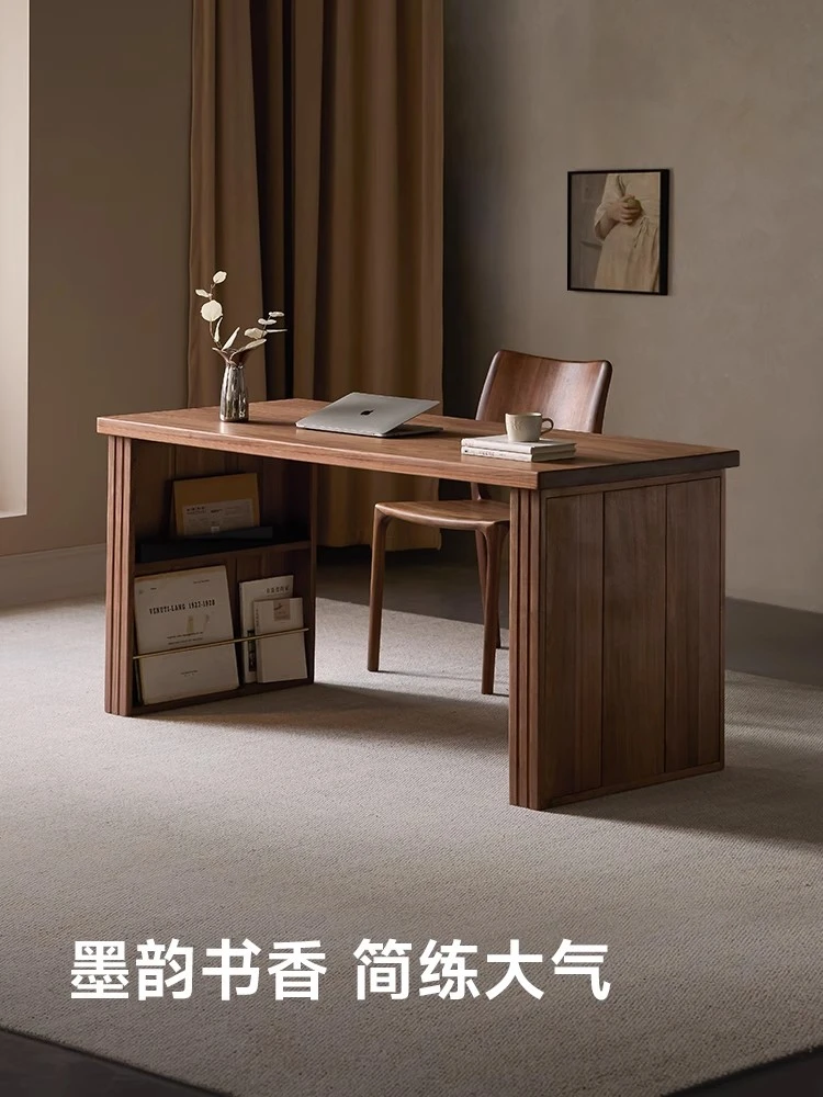北美黑胡桃木实木书桌工作台书房卧室家用去客厅化电脑桌