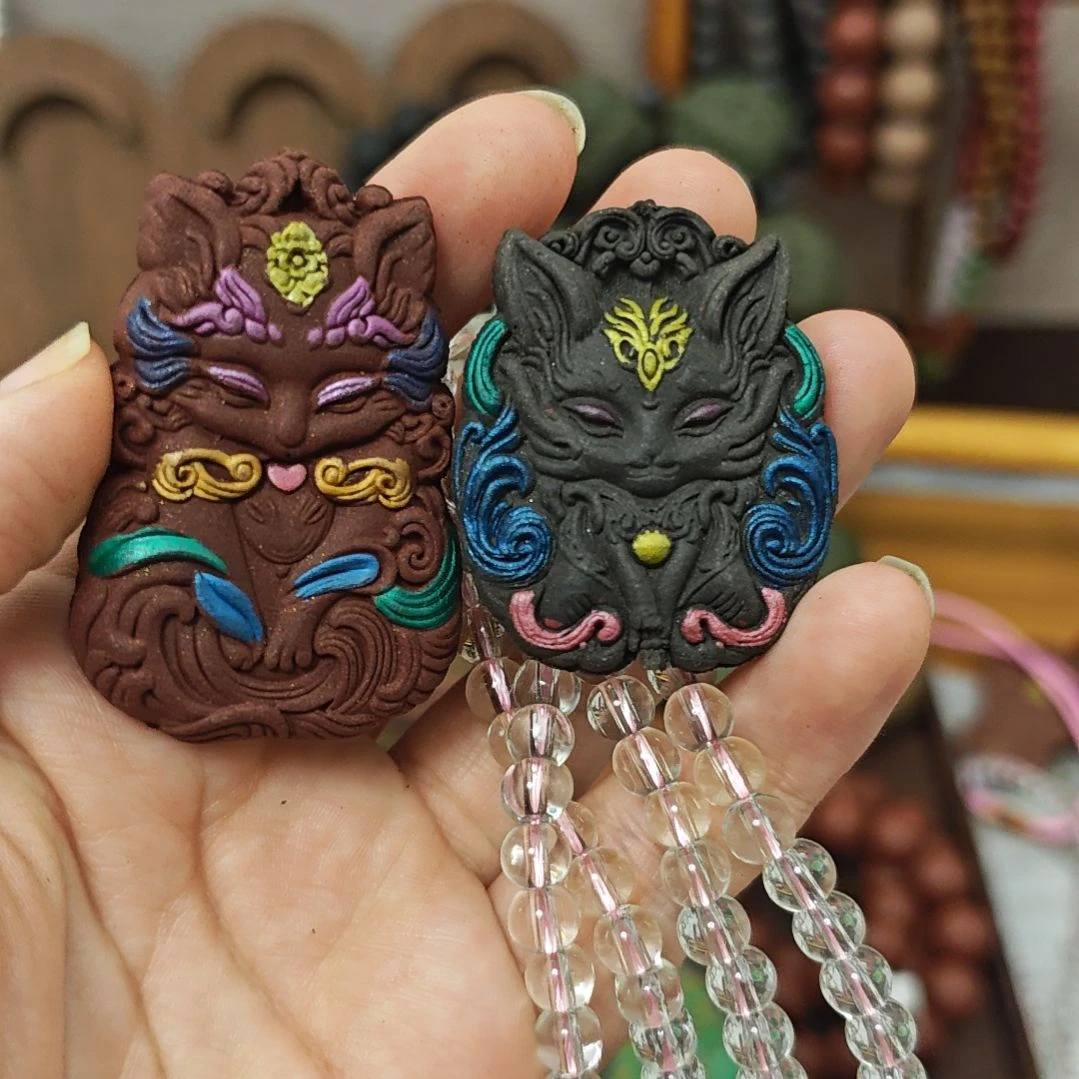 泥塑大狐狸玫瑰加小狐狸息肌