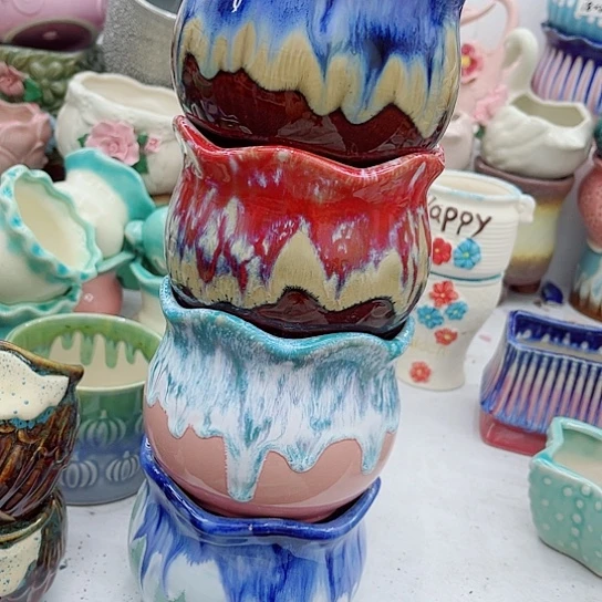 多肉绿植陶瓷花盆9.9包邮，有空