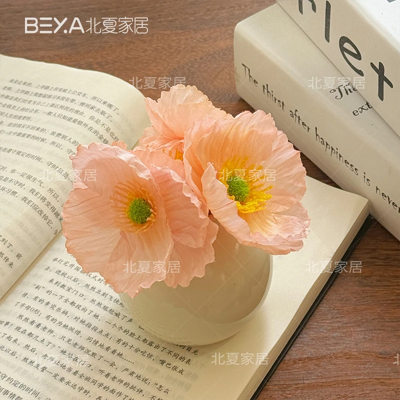 虞美人仿真花假花摆设客厅餐桌花插花花艺摆件装饰花花束