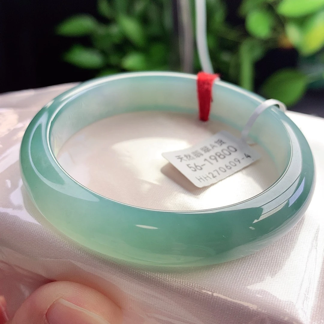 未镶嵌手镯翡翠56-57圈口冰湖绿冰润冒油光超显韵味6号