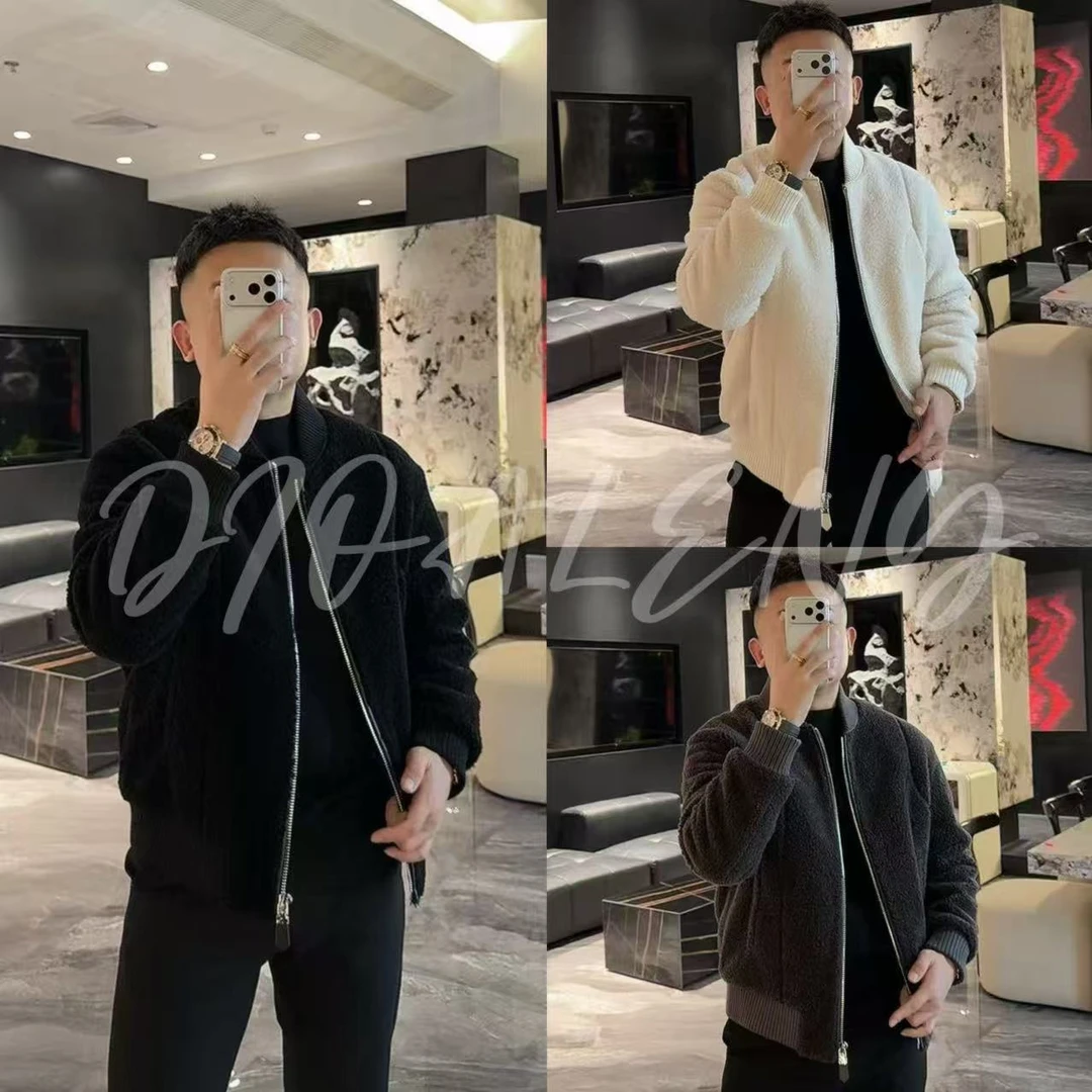 【帅老板】25175冬季轻奢百分百羊毛拼接绵羊皮棒球服羊毛外套