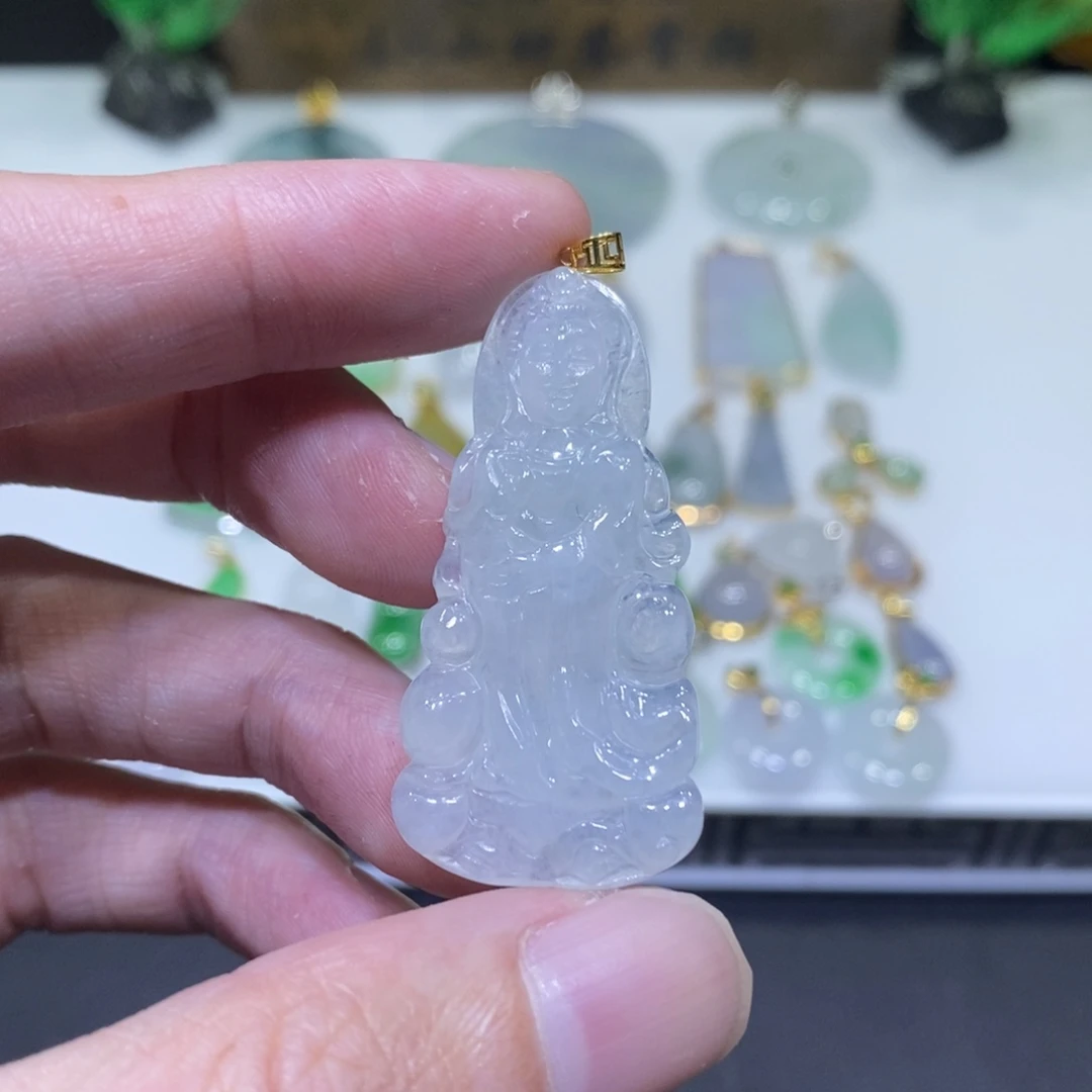 翡翠18K金镶嵌吊坠(不含链)