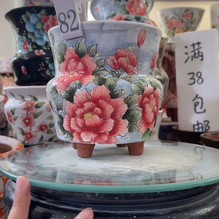 景德镇手绘花盆满38包邮偏远地区除外