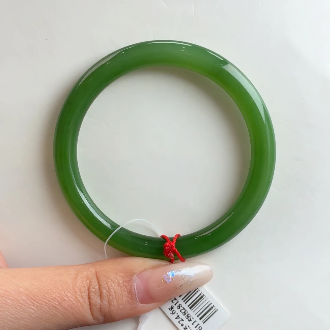 和田玉未镶嵌手镯夹层料 阳绿