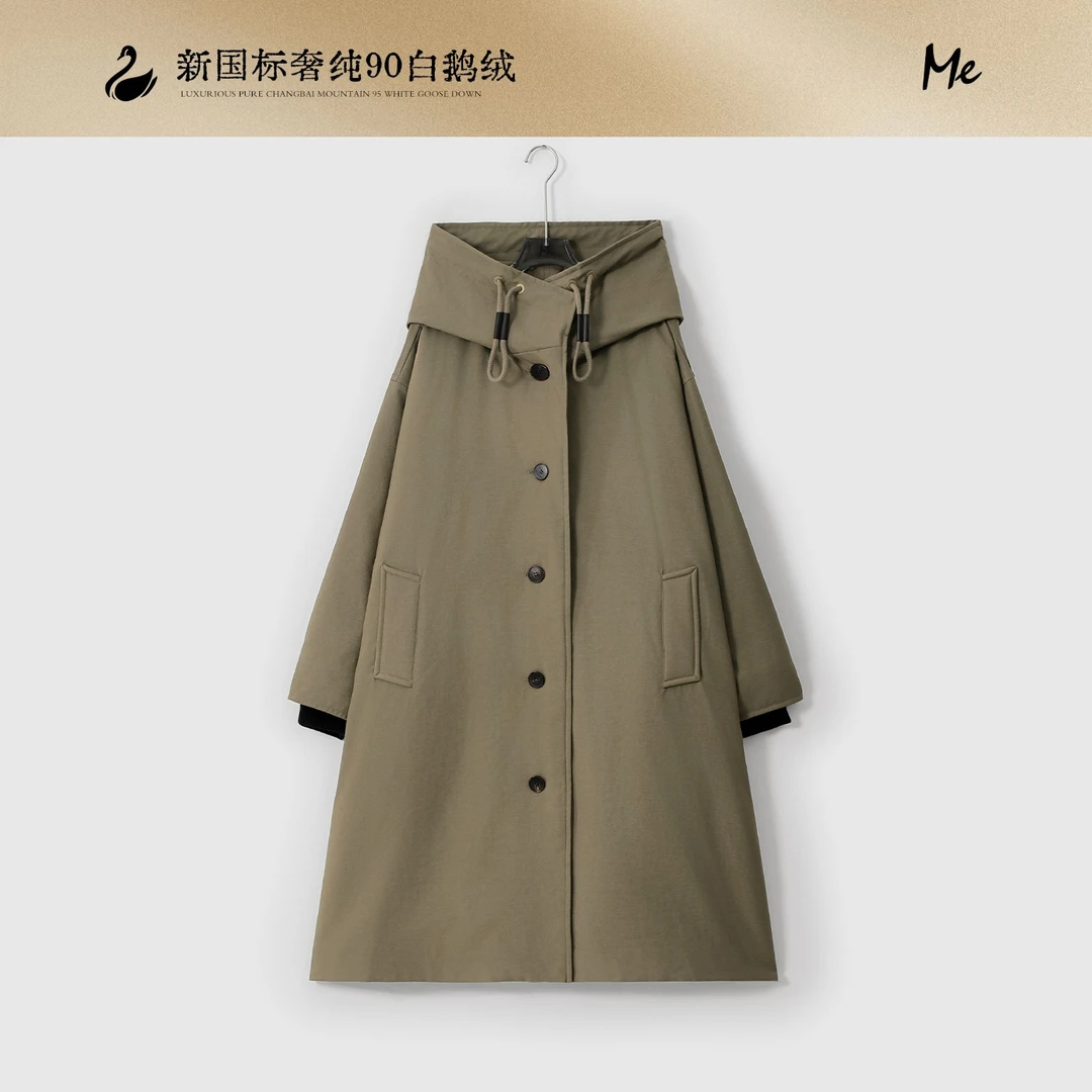 ME【守护者】白鹅绒耐脏长款锁温保暖百搭时尚连帽羽绒服MESA6283