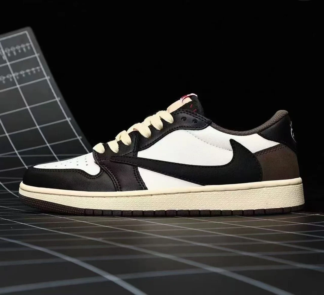 NIKE/耐克AirJordan1黑棕定制款低帮潮鞋百搭男女运动【定制球鞋】