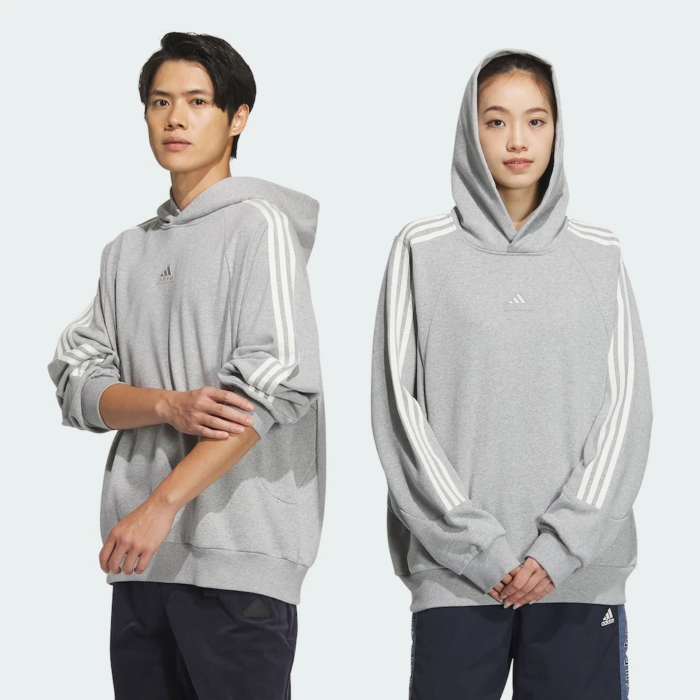 adidas阿迪达斯3-STRIPES男女运动长袖宽松休闲连帽卫衣JI6636