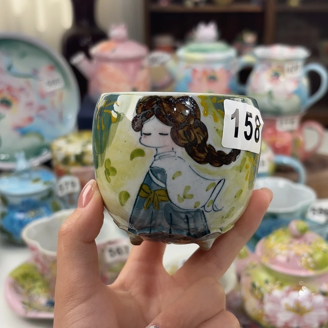 沐***y景德镇手绘高温釉下彩陶瓷茶具