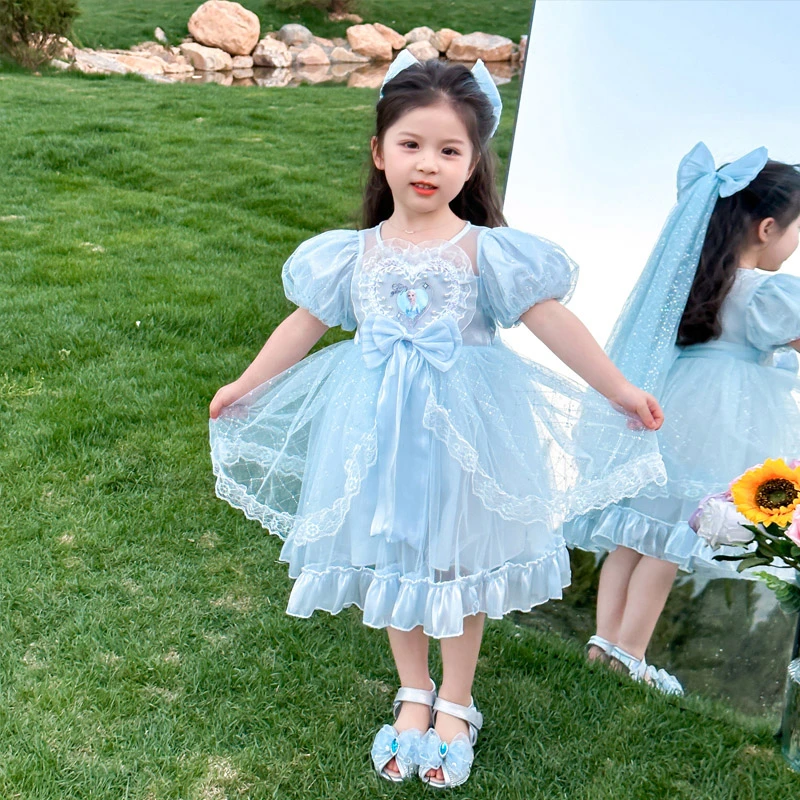 艾莎公主女童连衣裙夏装2025新款儿童网纱连衣裙女宝夏季公主裙子