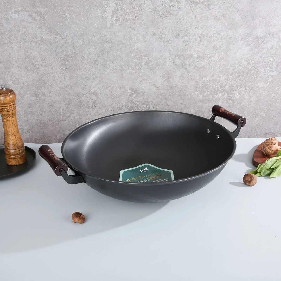 易慕优品  久煌双耳锅生铁锅铸铁炒锅不粘锅无涂层加厚圆底燃气灶