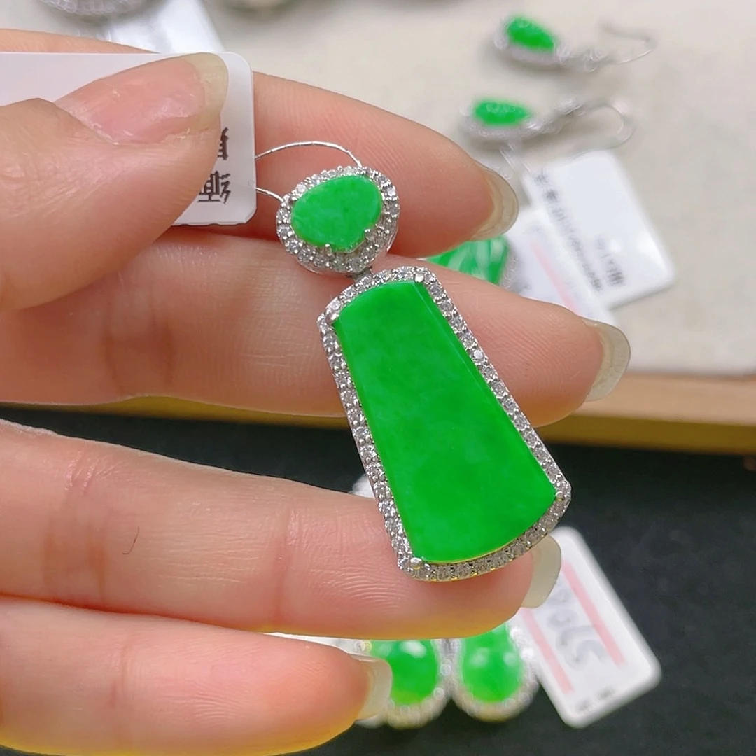 翡翠银S925镶嵌吊坠(不含链)翡翠