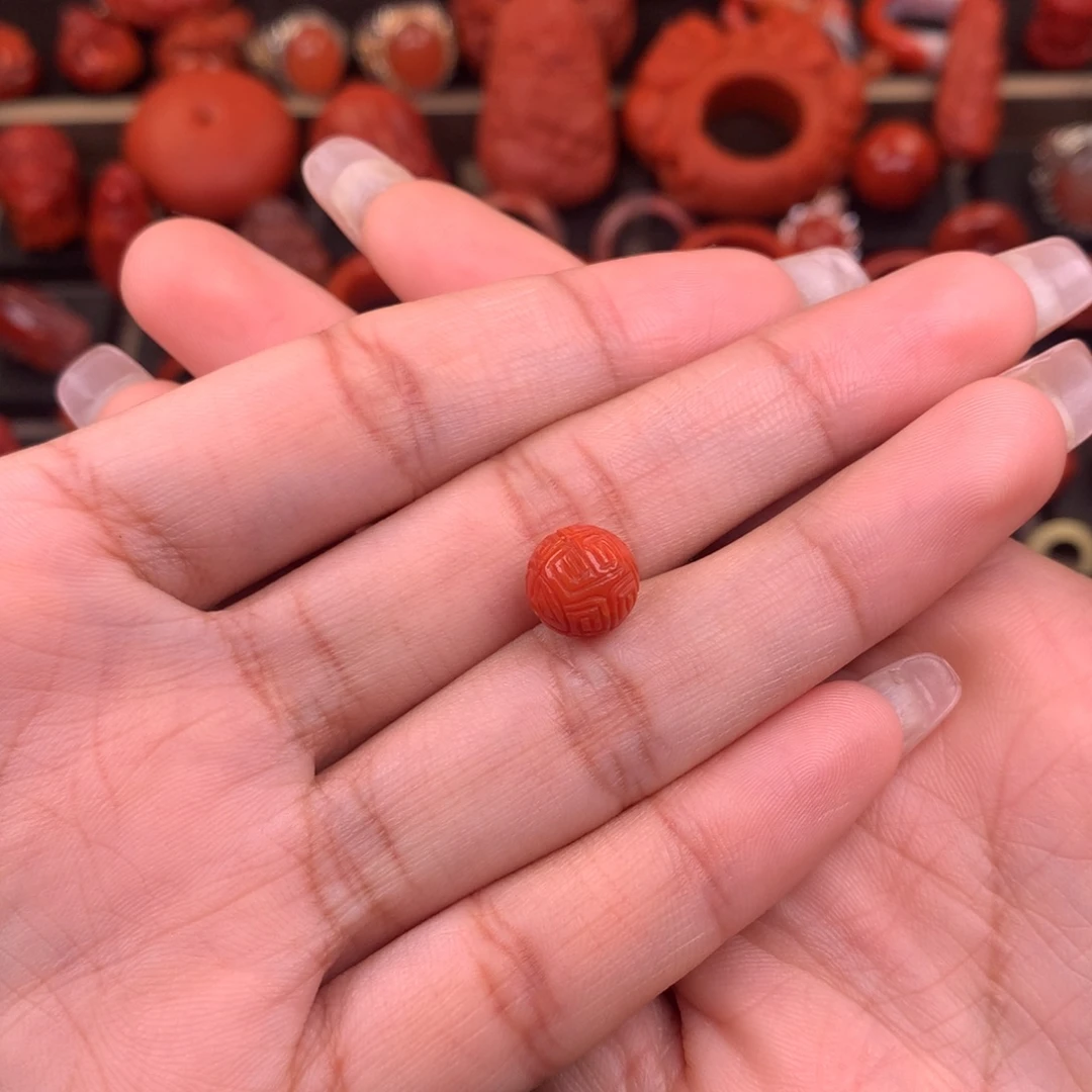 南红玛瑙未镶嵌回纹圆珠9+