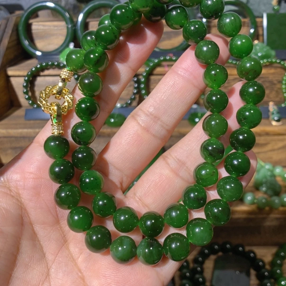 【闪购商品】吊坠(不含链)未镶嵌和田玉巴料聚红皮菠菜绿项链 10