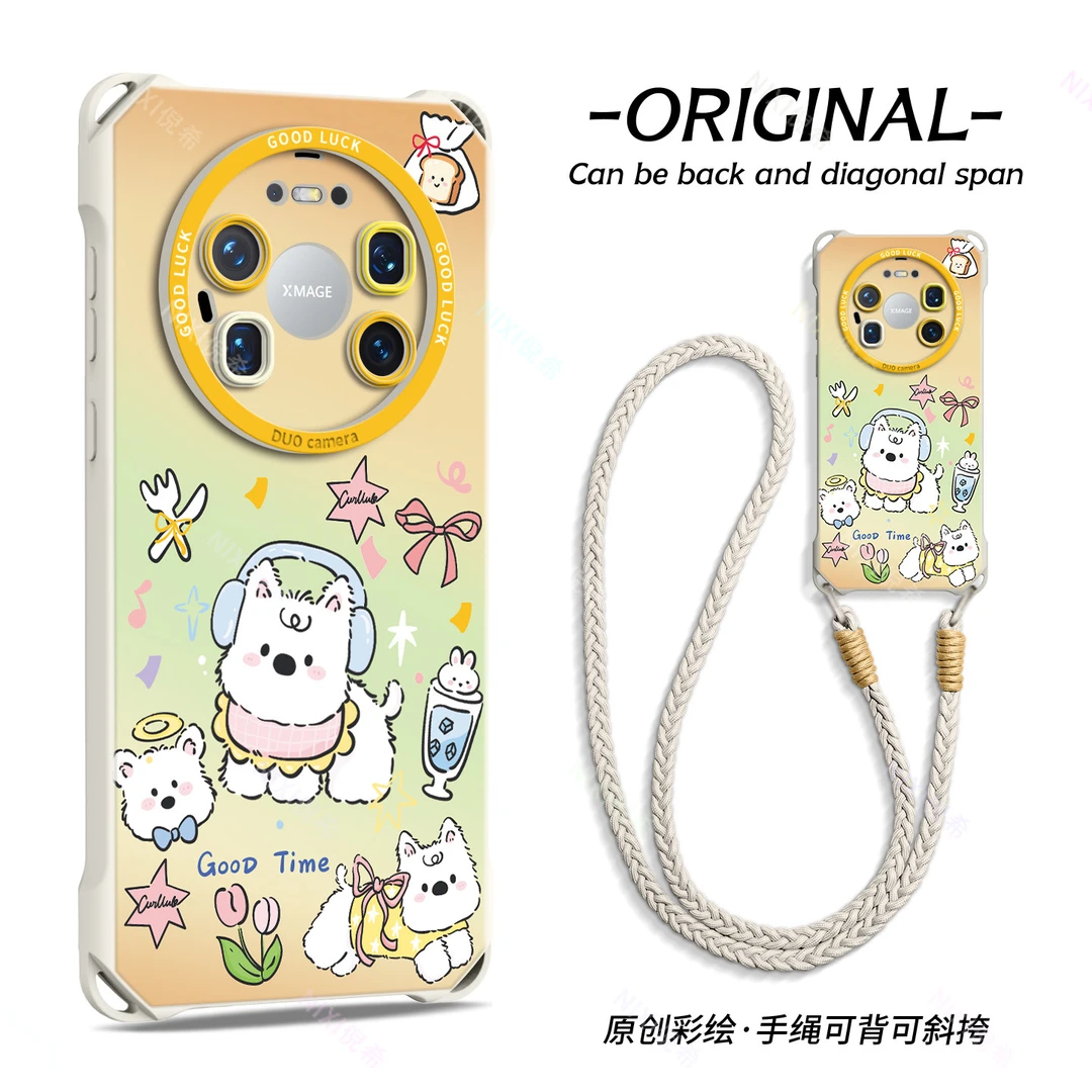 适用华为mate80手机壳70air西高地70pro手机挂绳斜挎可背手机壳