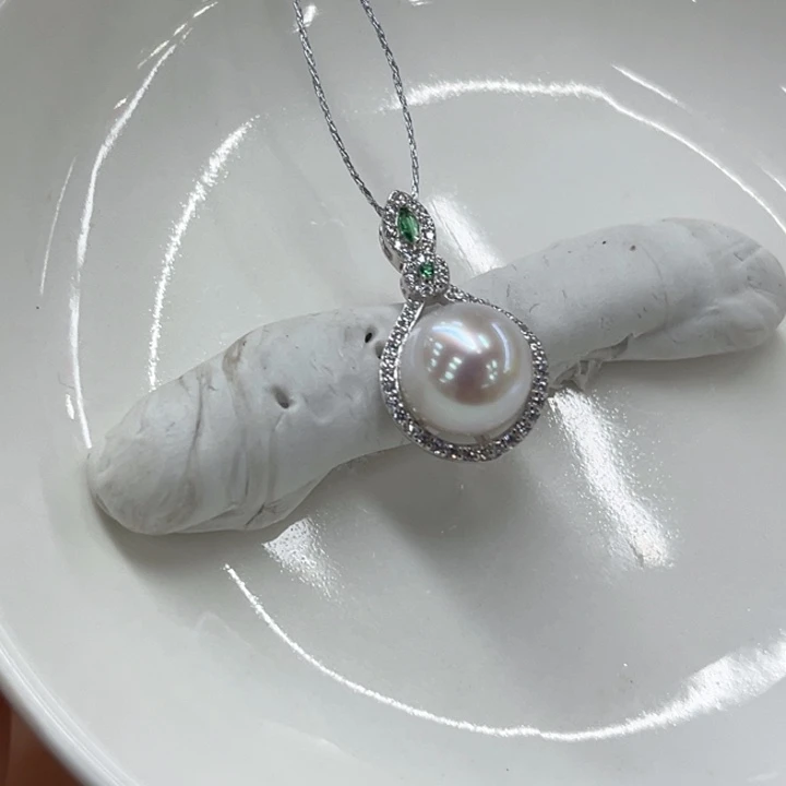 吊坠(不含链)银S925镶嵌海水珍珠9-10mm