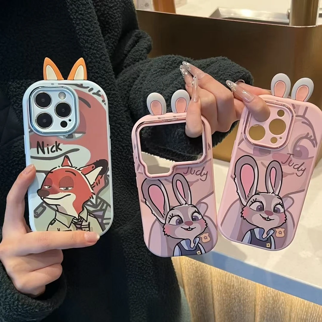 尼克朱迪耳朵适用苹果17promax金属框手机壳华为P70oppo小米vivo