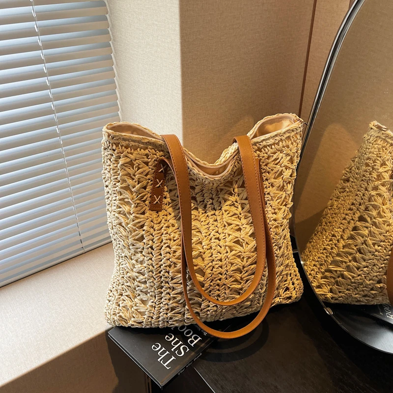 草编包女夏天大容量单肩包沙滩包缕空编织包手提藤编包雨珊1025