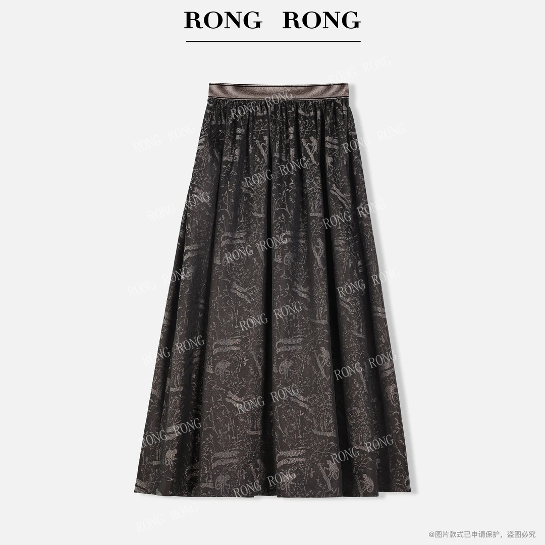 溶溶【鎏金星野】RONGRONG 100桑蚕丝民族风印花高定半裙M1B529176X