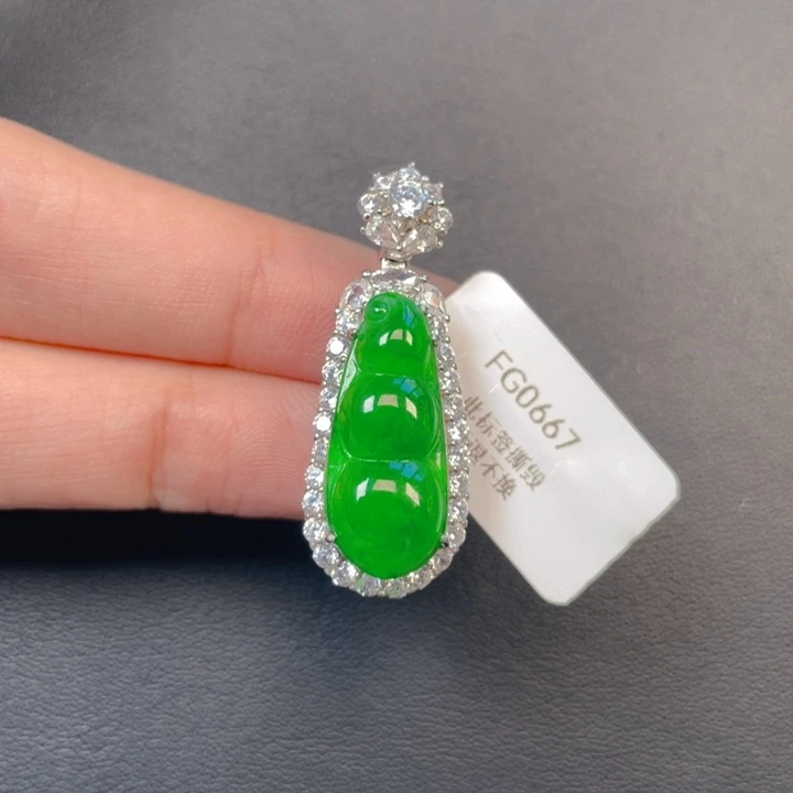 翡翠银S925镶嵌吊坠(不含链)