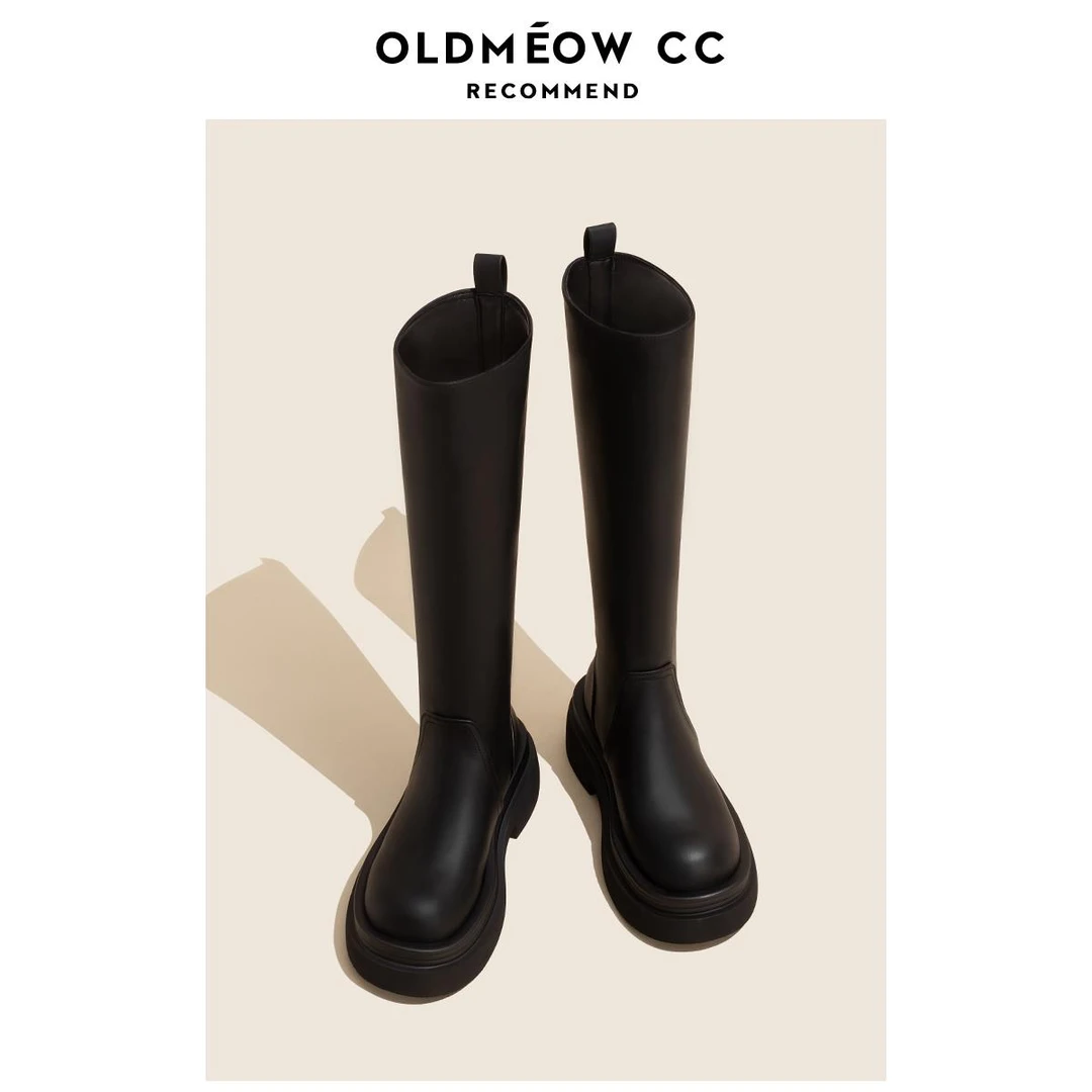 【DR官方正品】DR网红长靴女厚底骑士靴秋冬新款哑光直筒显瘦高筒