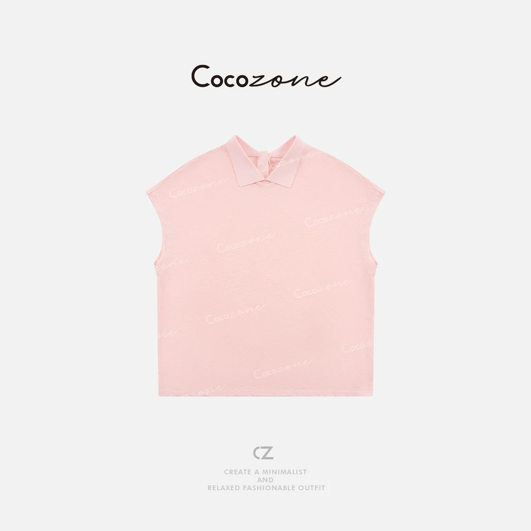 COCO ZONE 刘一一  【亚麻棉混纺】层次感POLO领T恤CD1A0888