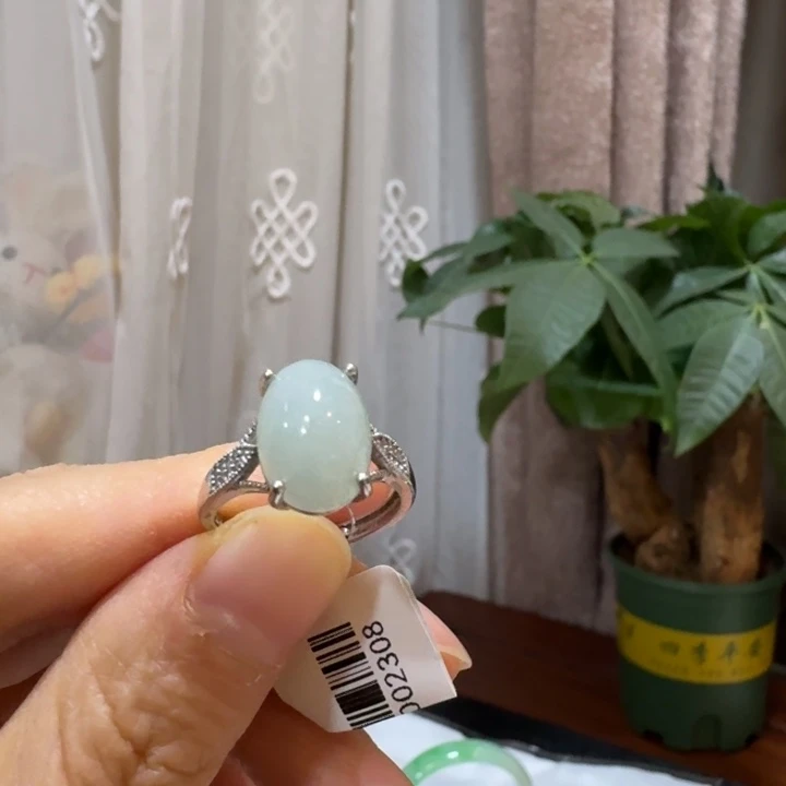 满****翡翠银S925镀金镶嵌戒指戒指