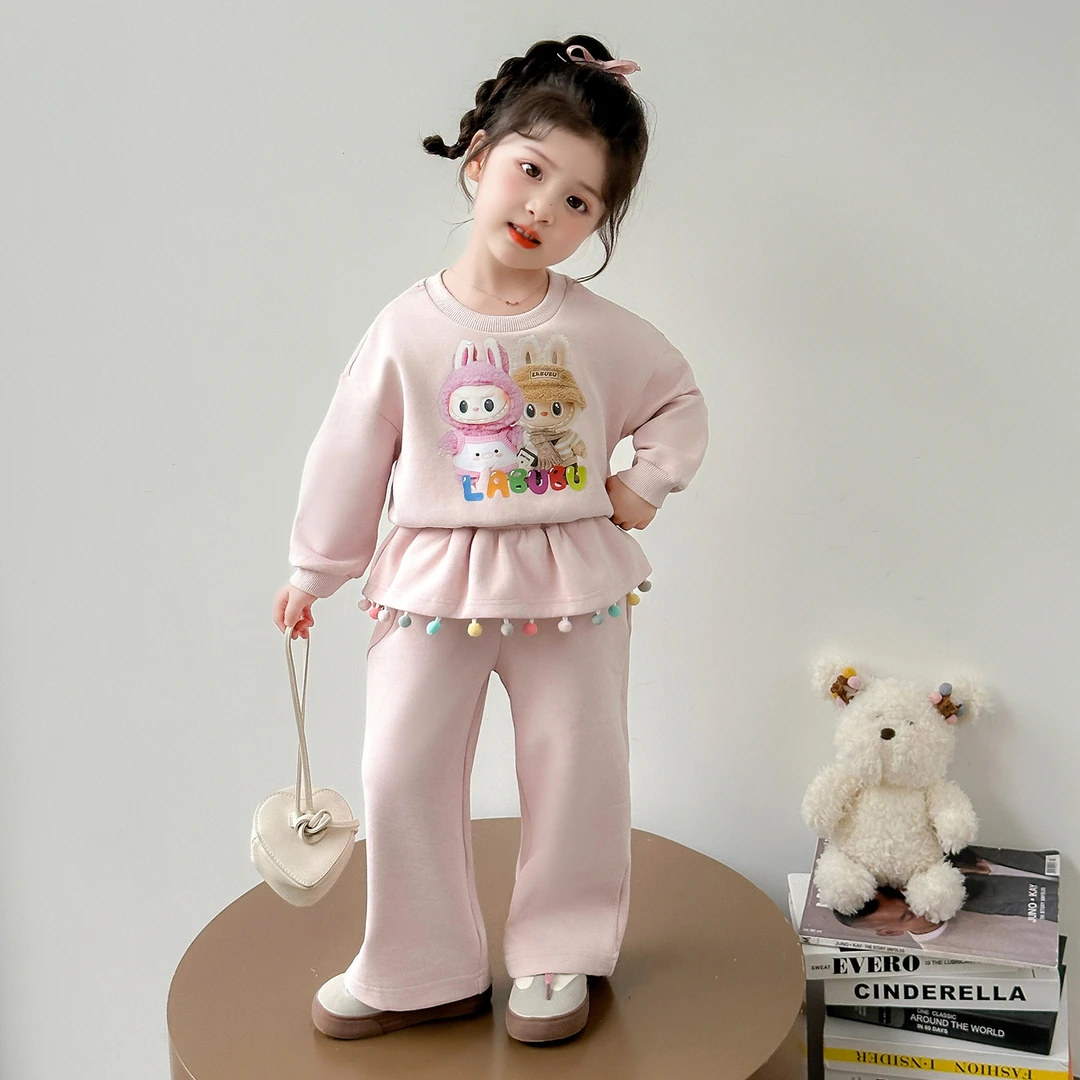 女童啦布布卫衣套装2025新款儿童网红娃娃衫裤子两件套女宝宝秋装