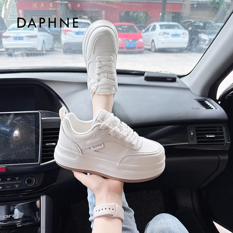Daphne/达芙妮厚底小白鞋女2025夏季新款百搭透气休闲鞋运动板鞋