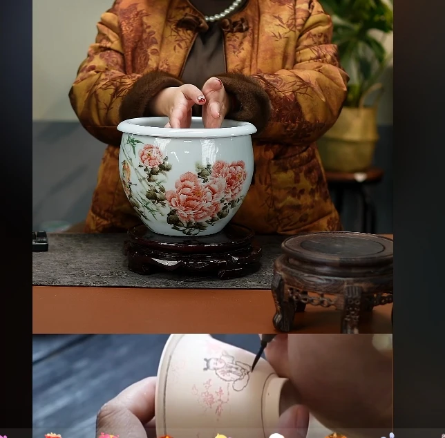 景德镇国企好瓷推荐富贵平安画片赏瓶081