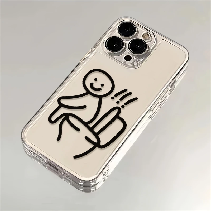 搞怪线条小人适用苹果iPhone16promax小米15华为P70手机壳太空MT