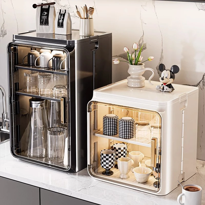高颜值杯子收纳盒杯架置物架家用高档轻奢茶杯水杯储物柜防尘防霉