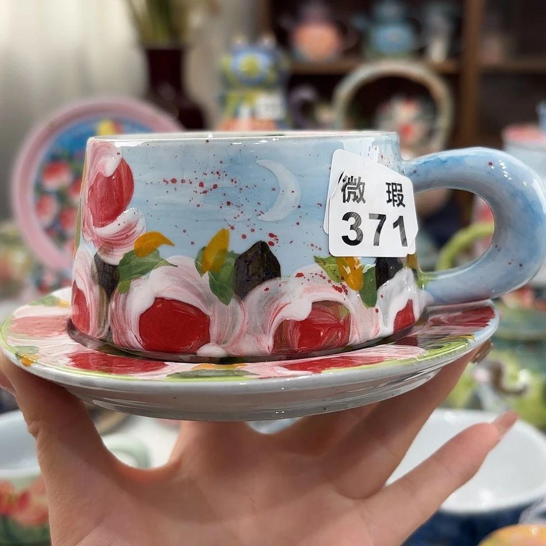 瓷片景德镇手绘高温釉下彩陶瓷茶具