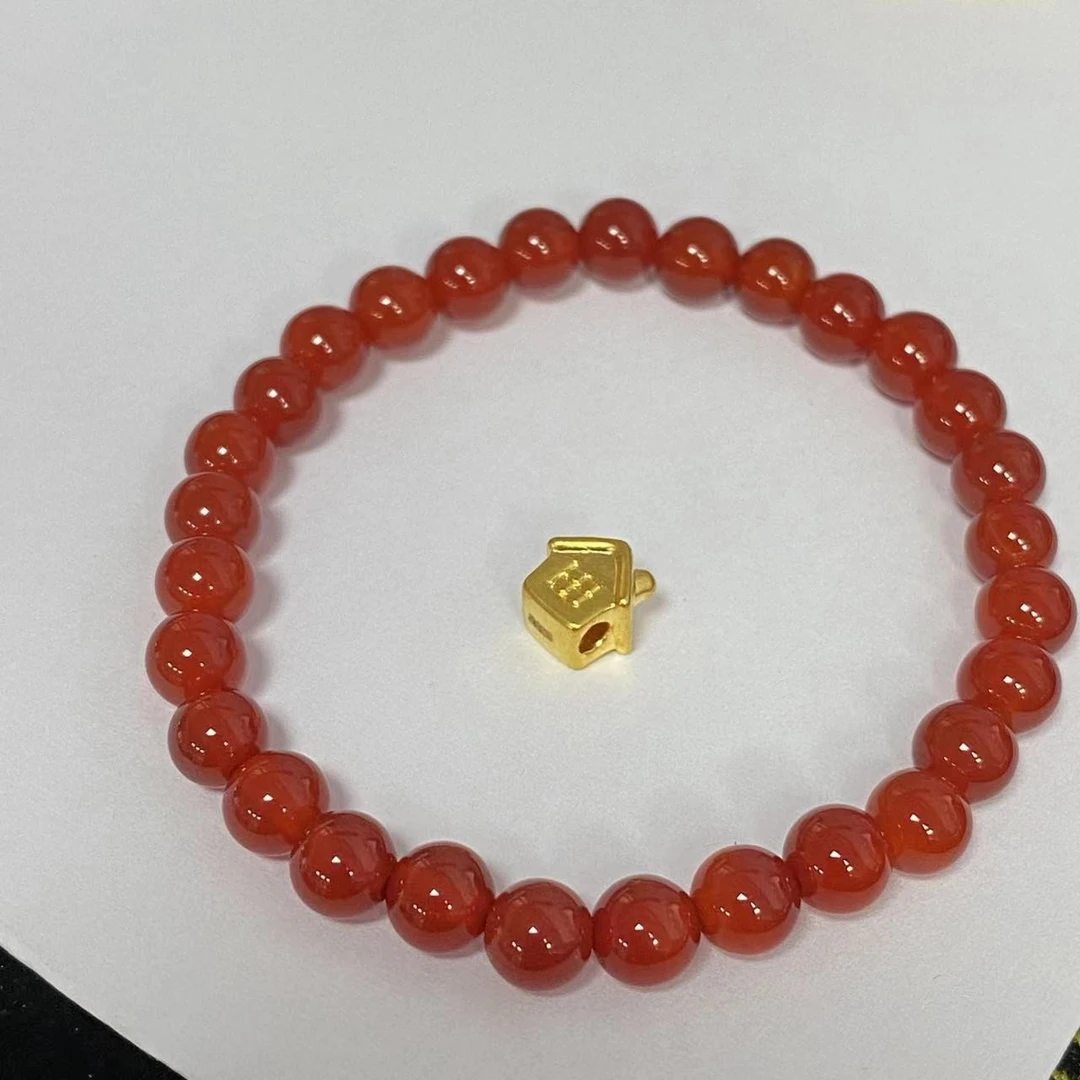 足金999房子红玛 瑙手串@@A223