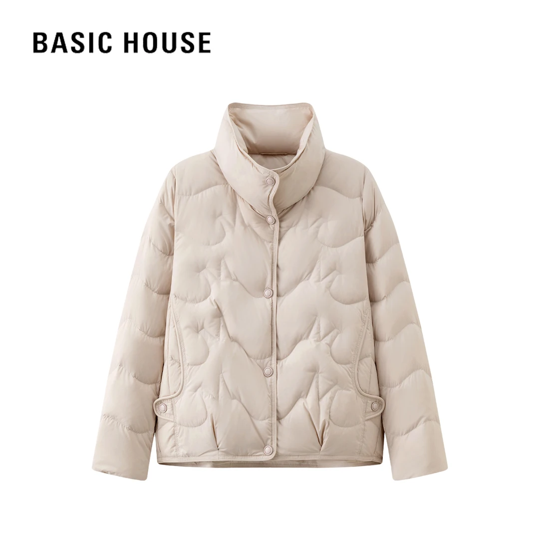Basic House/百家好25秋冬新款爆款立领显瘦百搭外套短款羽绒服女