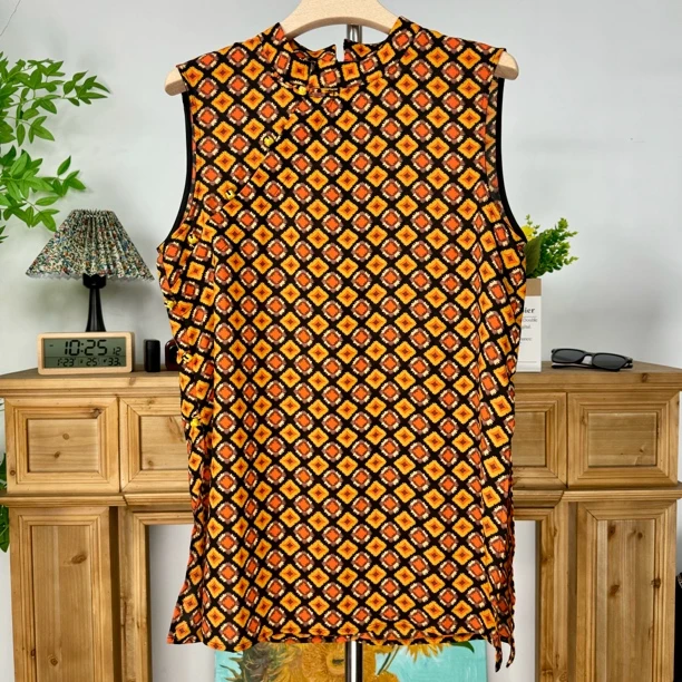 【龙娴夫人】宽松型民族风老钱风夏季背心百搭复古中式提花女装印花