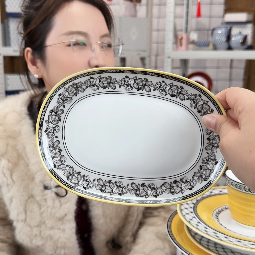 骨瓷骨瓷8英寸20cm长盘一只外贸骨瓷