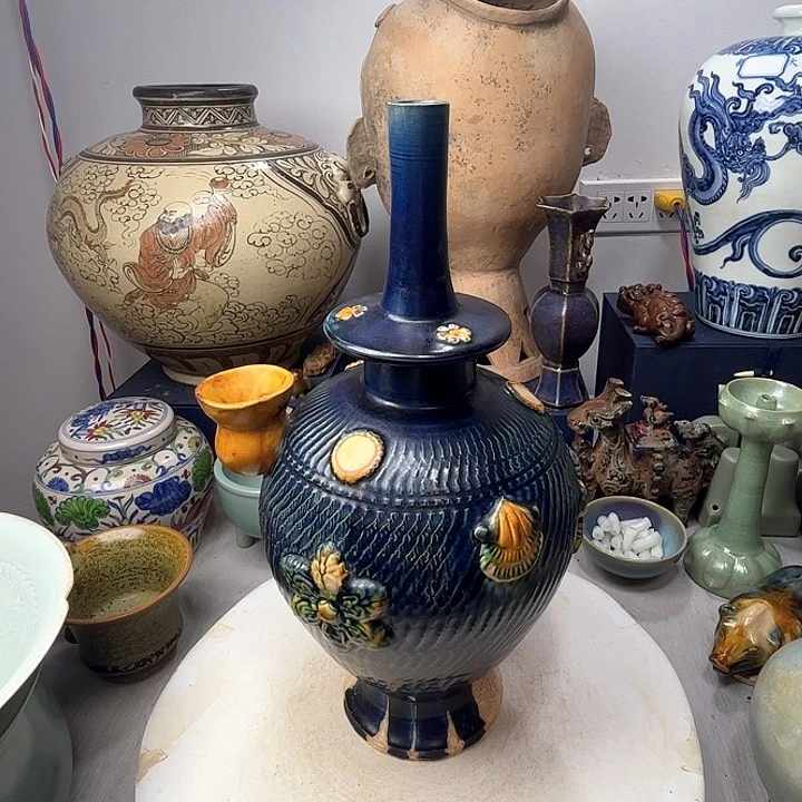 摆件陈*奎三彩净瓶摆件6688