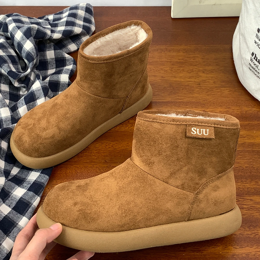 驼色加绒勃肯雪地靴女2025冬新款软底舒适东北棉鞋百搭保暖毛毛鞋