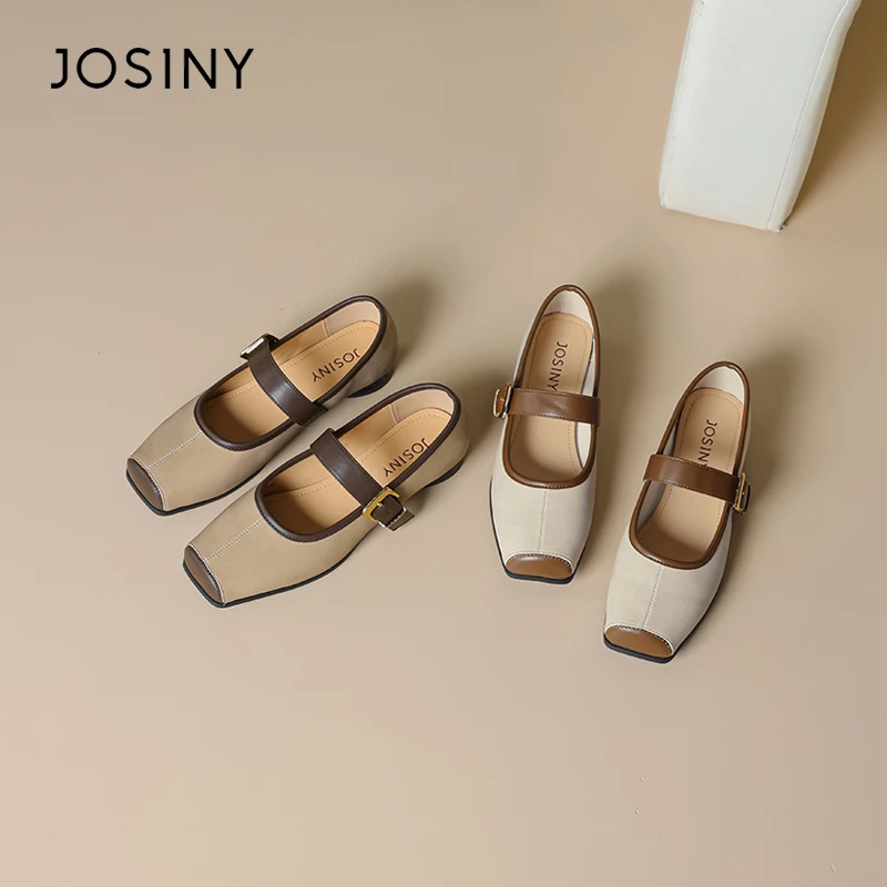 卓诗尼芭蕾玛丽珍鞋女2025年秋季新款法式复古方头猪鼻子浅口单鞋