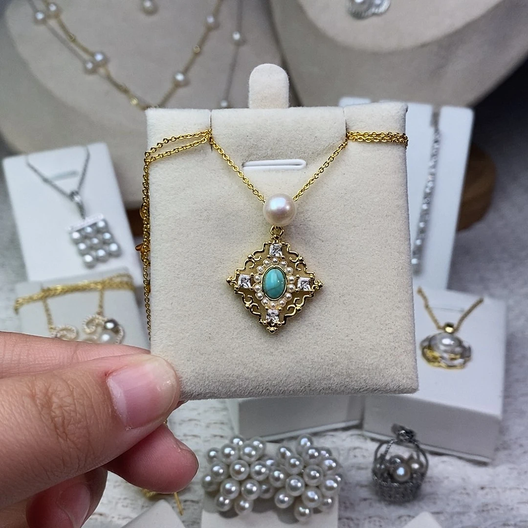 银S925镶嵌耳饰淡水珍珠