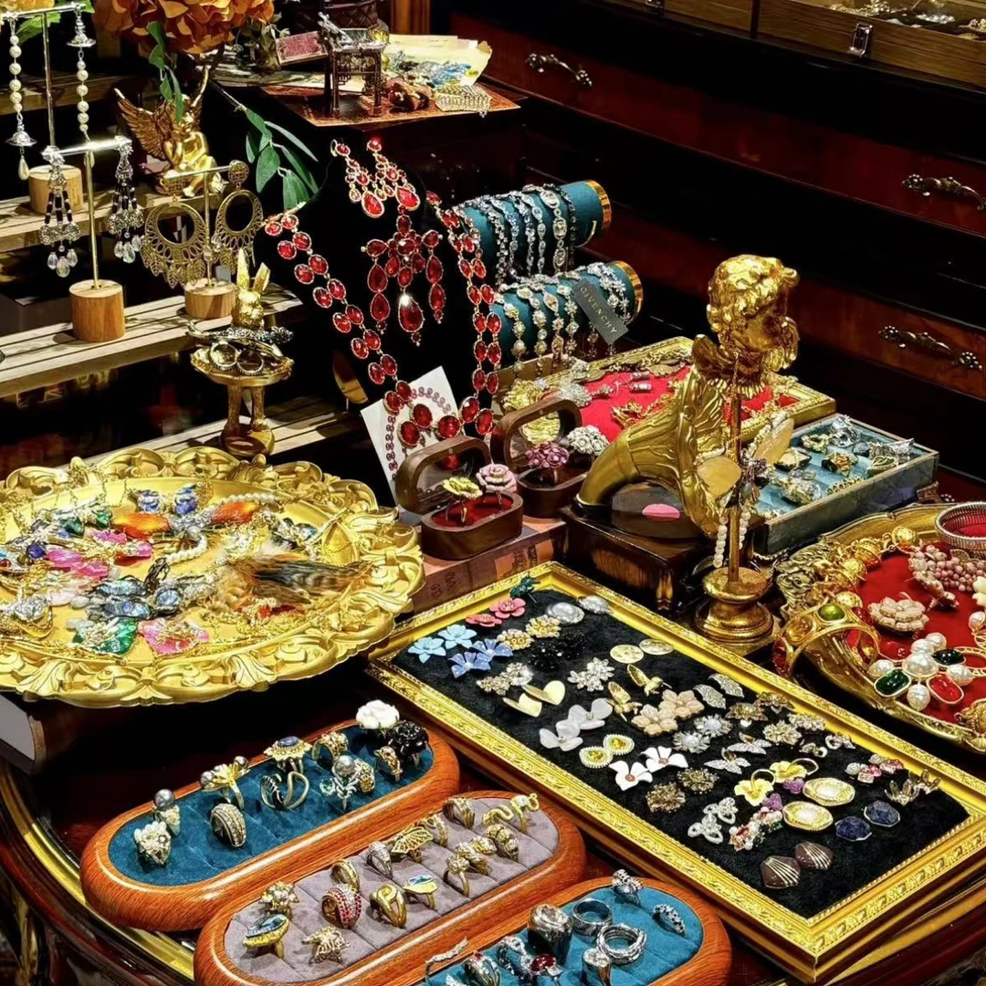 铜合金耳饰 铜合金耳饰西洋过年复古高级耳饰耳钉项链戒指合集