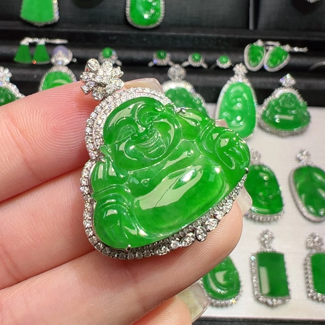 翡翠18K金镶嵌吊坠(不含链)