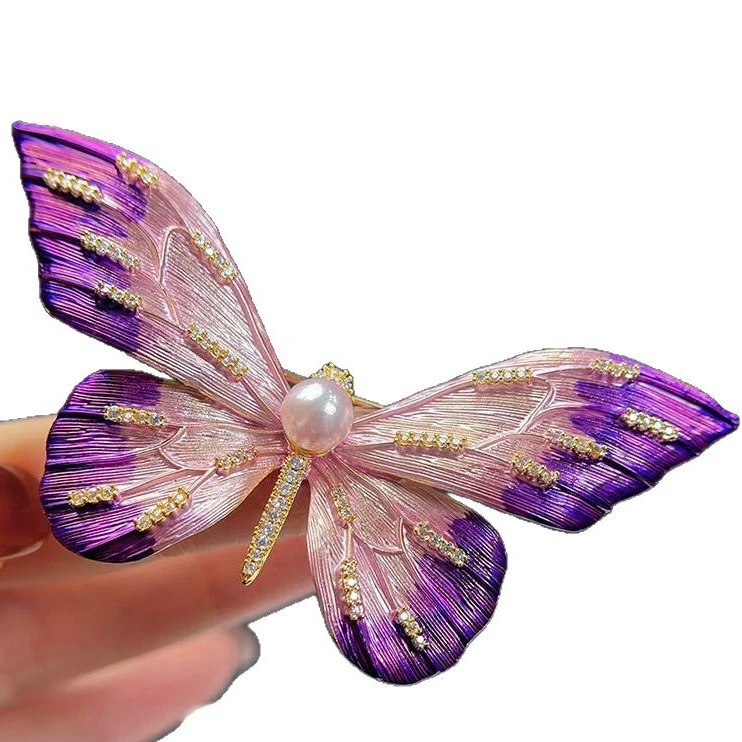 锌合金胸针 时尚大气渐变色胸花梦幻设计感领口装饰精致胸针