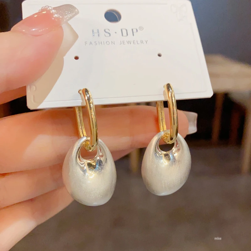 铜合金耳饰 小众个性几何金属拉丝不规则耳坠女气质简约独特时尚