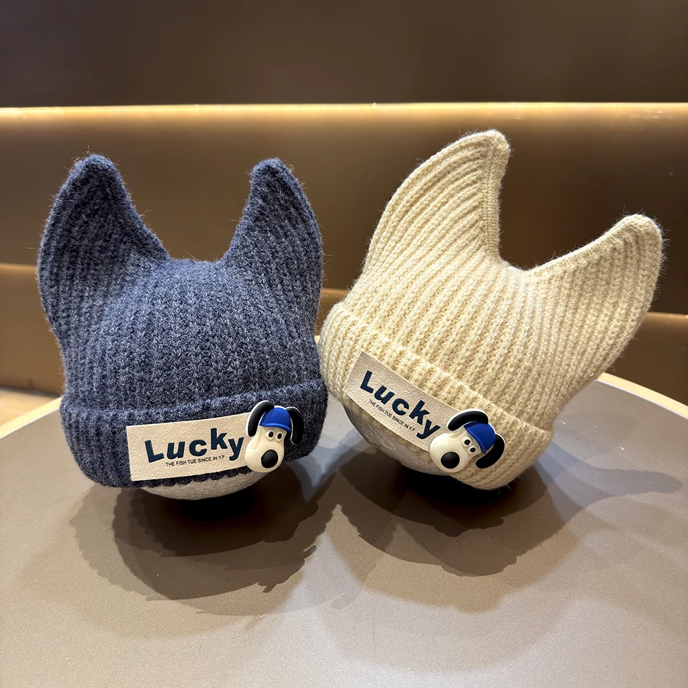 宝宝可爱百搭秋冬户外保暖毛线帽子婴幼儿时尚护耳防寒针织帽冷帽