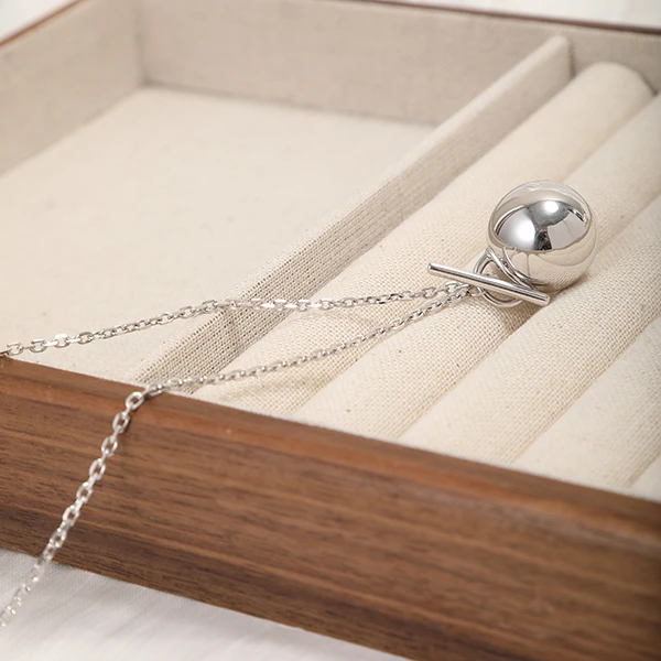 坠链均925银 梁雅帝新品【七仙日字OT球锁】设计款时尚气质纯银项链