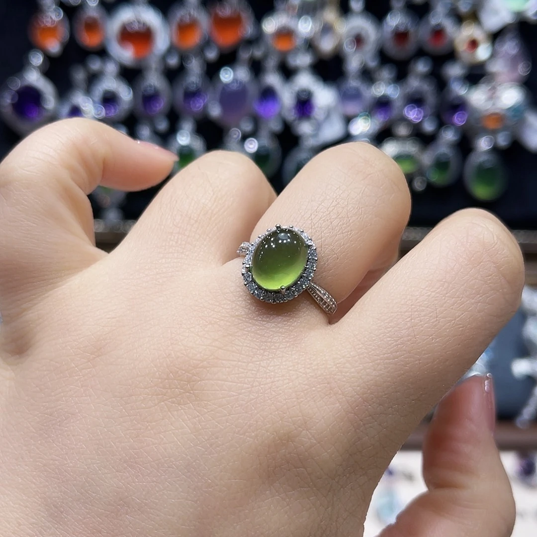 蛇纹石玉银S925镶嵌颈饰