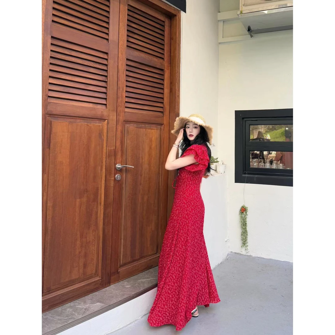 YJR红妆 法式气质显瘦时尚百搭休闲连衣裙YJR1075