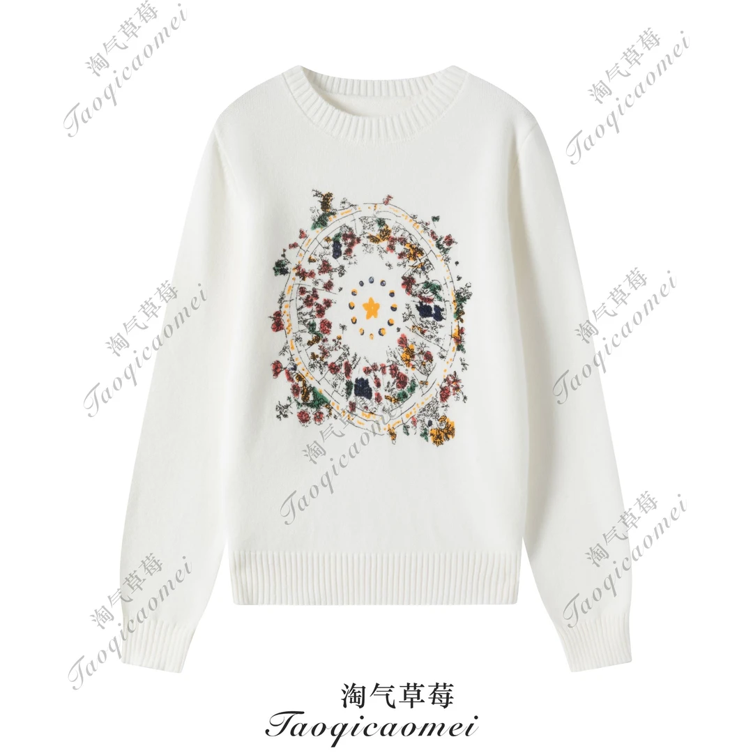 Taoqicaomei·重工圆领针织长袖高级感减龄毛衣
